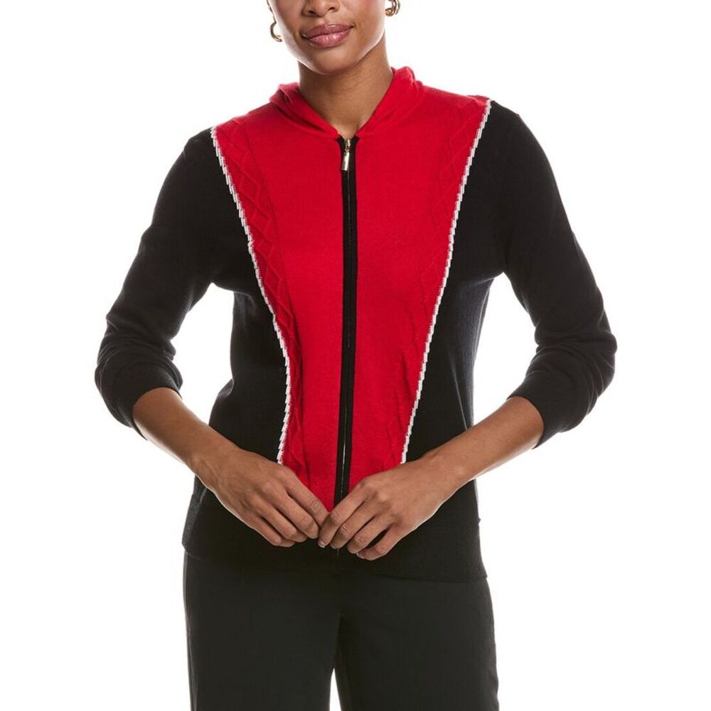 St. John Womens  Cashmere Color Block Jacket, Red